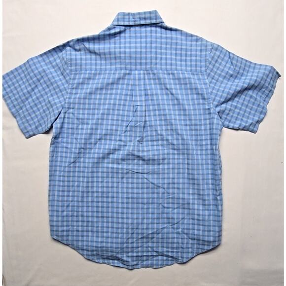 Wrangler Rugged Wear Men's Blue Plaid Short Sleeve Shirt Size Large Button Up - Picture 7 of 9